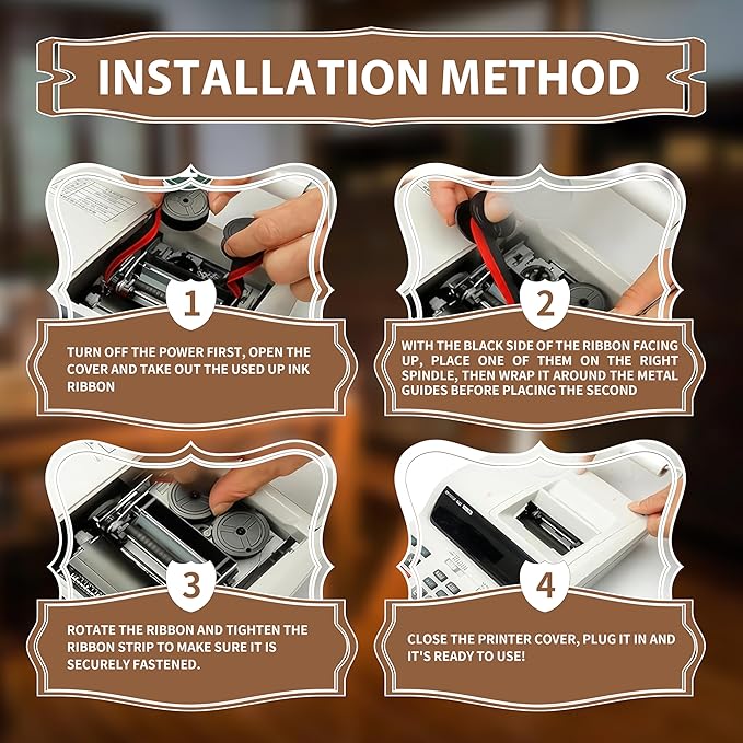 4Pack Sharp EL-1197PIII Calculator Ribbon Universal，Compatible Sharp EL-2196BL, Canon Mp11dx ，Porelon 11216， Printer Machine Typewriter CalculatorRibbon Replacement ，Calculator Ribbon Red/Black-DeskLoop Office