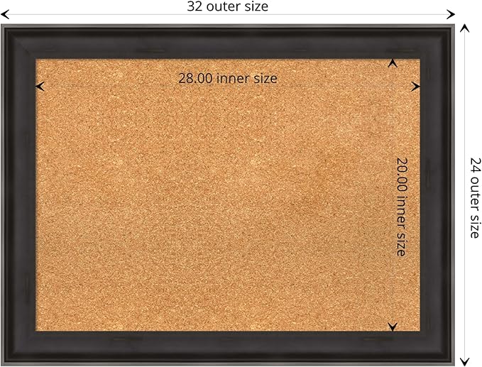 Amanti Art Natural Cork Board for Wall, 24x32 Vision Board with Black Wood Frame, Medium Corkboard Office Decor for Home Organization, Casual Corkboard Pinboard to display items for home organization-DeskLoop Office