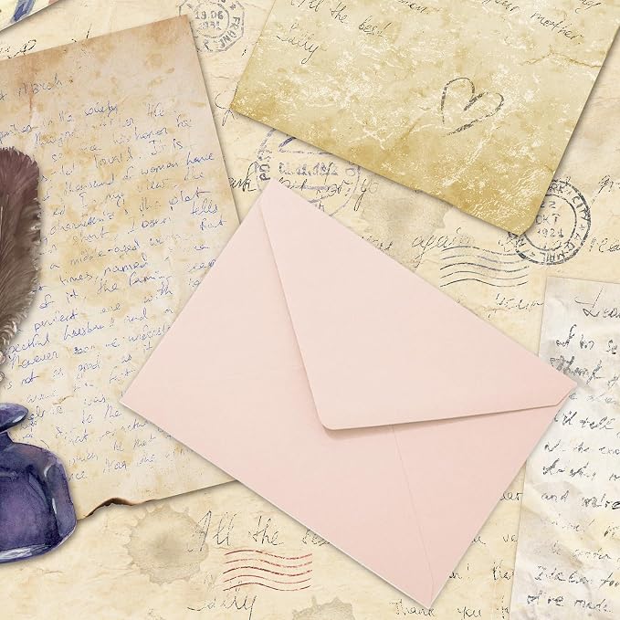 Whaline 50Pcs A7 Invitation Envelopes Set Blush Pink Greeting Card Envelopes - Image 6
