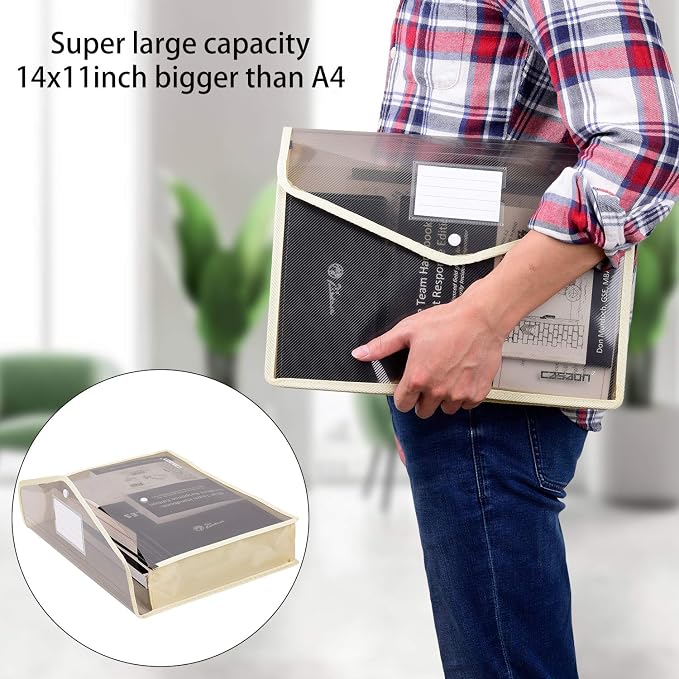 7 Pack B4 Plastic File Folders Waterproof Transparent Expandable File Folder - Image 5