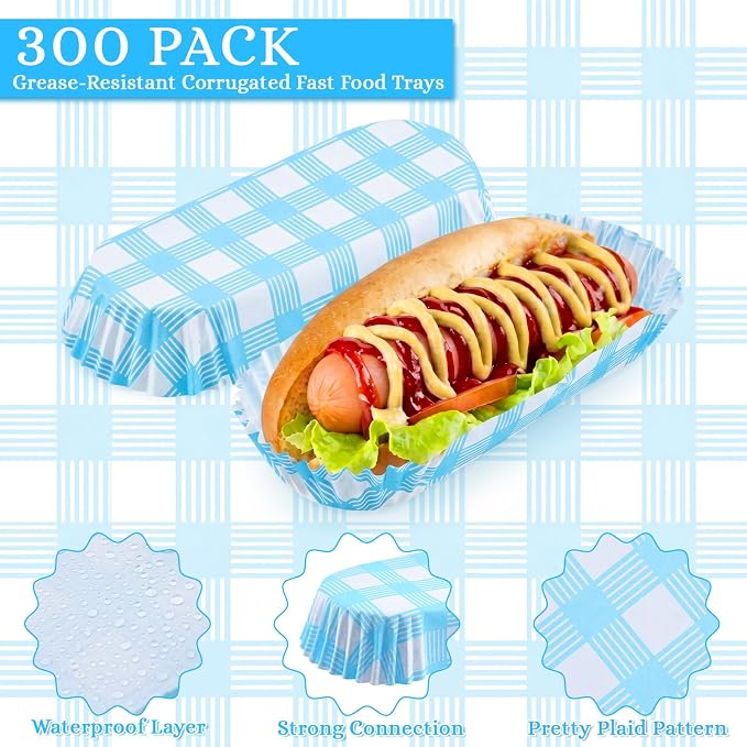Yinkin 300 Pcs Paper Hot Dog Trays Valentine's Day 6 Inch Food Trays Concession - Image 3