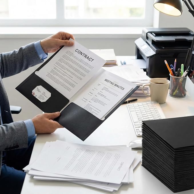 Zzrywuty File folders with Pockets, 50 Pack Paper Folders with Card Slot - Image 6