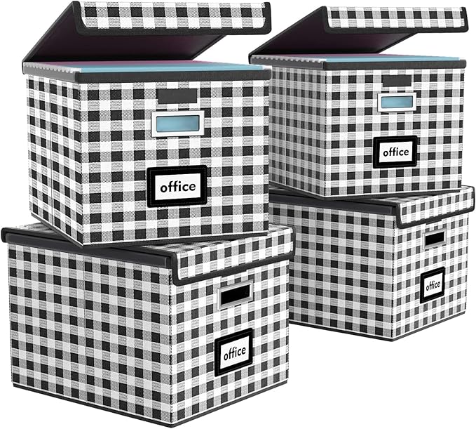 Decorative File Organizer Boxes Office Document Storage by Huolewa