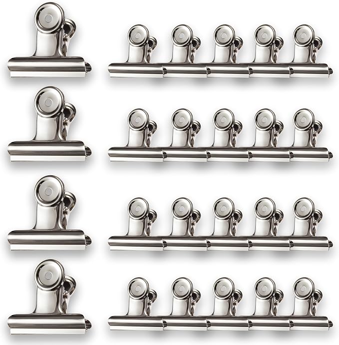 Stainless Steel Metal Hinge Clips Assorted Pack, Large Bulldog Clips 3 Inch & 2 by Unknown