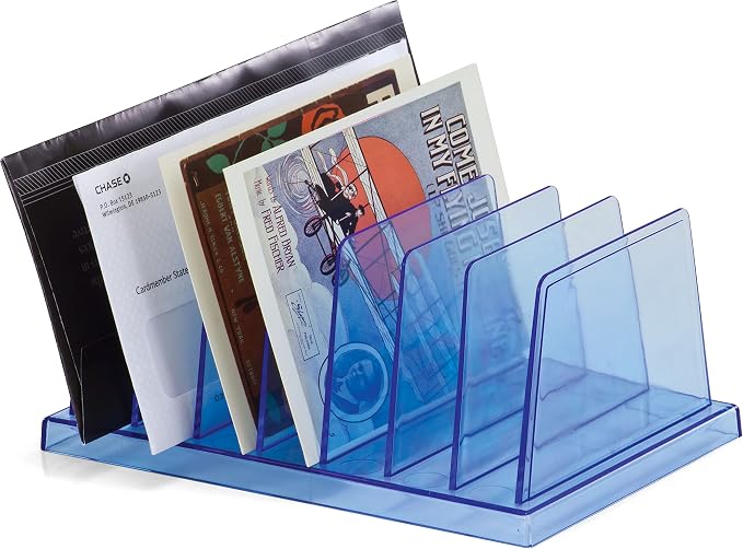 Officemate Blue Glacier Standard Sorter, 7 Compartments, Transparent Blue - Image 4