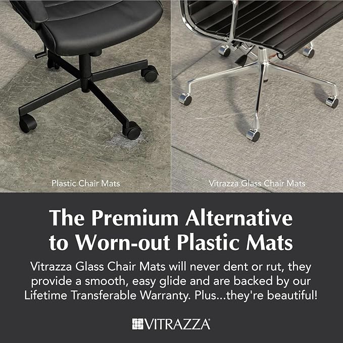 Vitrazza Glass Chair Mat 45” x 53” Superior ¼ Thick, Luminoso Low-Iron Ultra - Image 2
