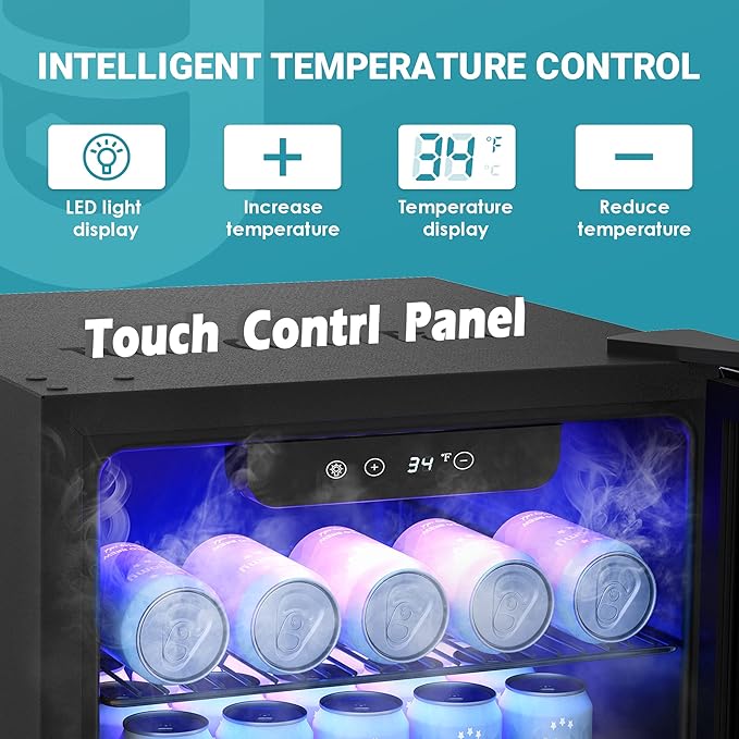 EUHOMY Beverage Refrigerator Cooler, 130 Can Mini Fridge with Glass Door for Soda Beer or Wine, Beverage Cooler for Home, Office, Bar with Adjustable Removable Shelves, Black-DeskLoop Office