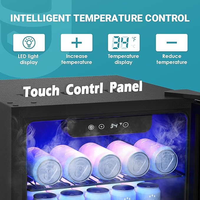 EUHOMY Beverage Refrigerator Cooler, 130 Can Mini Fridge with Glass Door for Soda Beer or Wine, Beverage Cooler for Home, Office, Bar with Adjustable Removable Shelves, Silver-DeskLoop Office