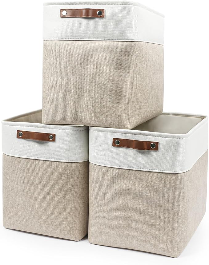 Bagnizer Large Fabric Storage Baskets | 50L Storage Bins, Decorative Linen by Bagnizer