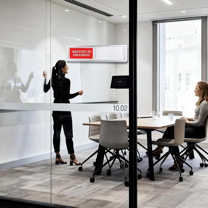 Meeting in Progress or Vacant Door Sign, Sliding Status Indicator Sign - Image 3