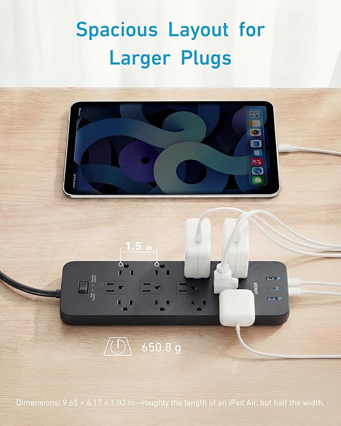 Anker Power Strip with 2100J Surge Protector, Outlet Extender, 5ft Extension - Image 5