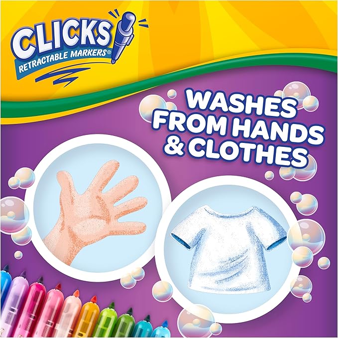Crayola Clicks Retractable Markers Bold, Teacher Classroom School Supplies - Image 5