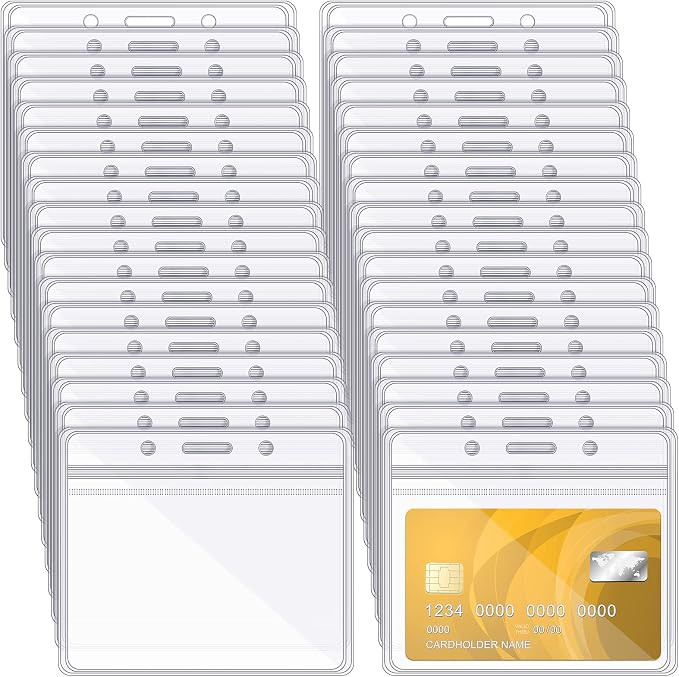 Zonon 150 Pcs Horizontal Clear ID Badge Holders Plastic Card Name Tag Holders by Zonon