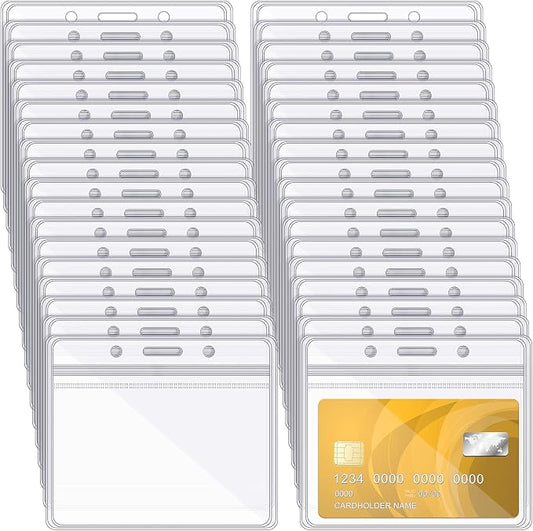 Zonon 150 Pcs Horizontal Clear ID Badge Holders Plastic Card Name Tag Holders by Zonon
