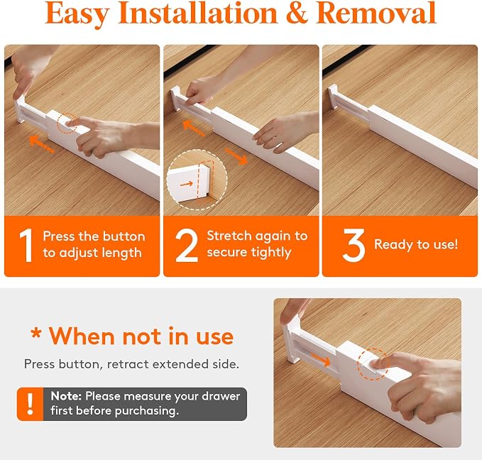 Lifewit 5 Pack 2.36" High Drawer Dividers 40-56cm/16-22 Adjustable Drawer - Image 4