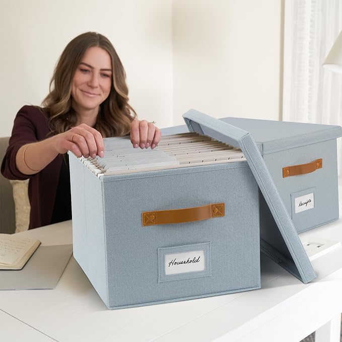 Decorative File Organizer Box Set of 2 - Image 6