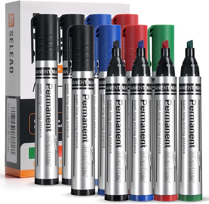 SELEAD Large Permanent Markers Black Red Blue Green by SELEAD