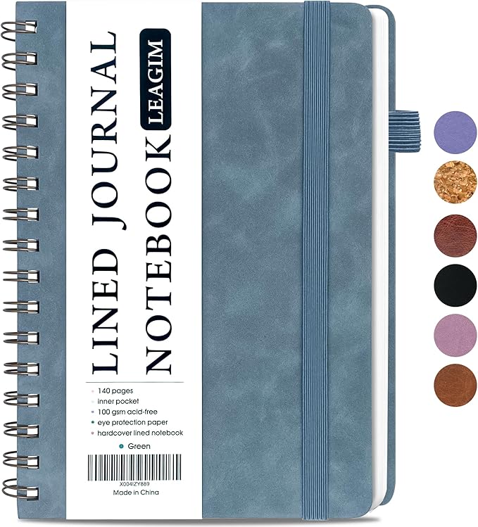 Lined Spiral Journal Notebook for Women & Men, College Ruled Hardcover Notebook for Work & Note Taking, Journals for Writing, 100 GSM, Business, School, 140 Pages, A5(5.8"x8.5") - Green-DeskLoop Office