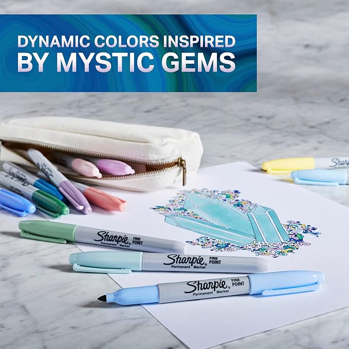 Sharpie Permanent Markers Fine Point Featuring Mystic Gem Color Markers - Image 2