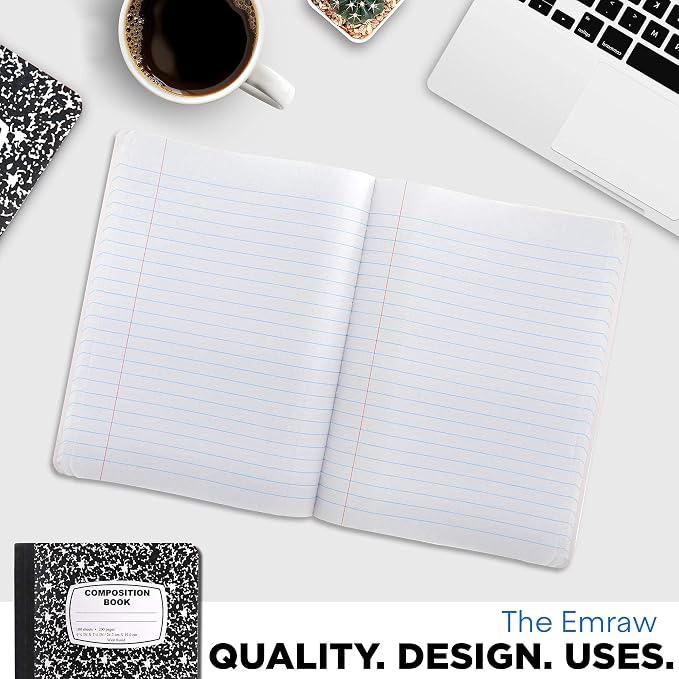 Emraw Black & White Marble Style Cover Composition Book - Image 6