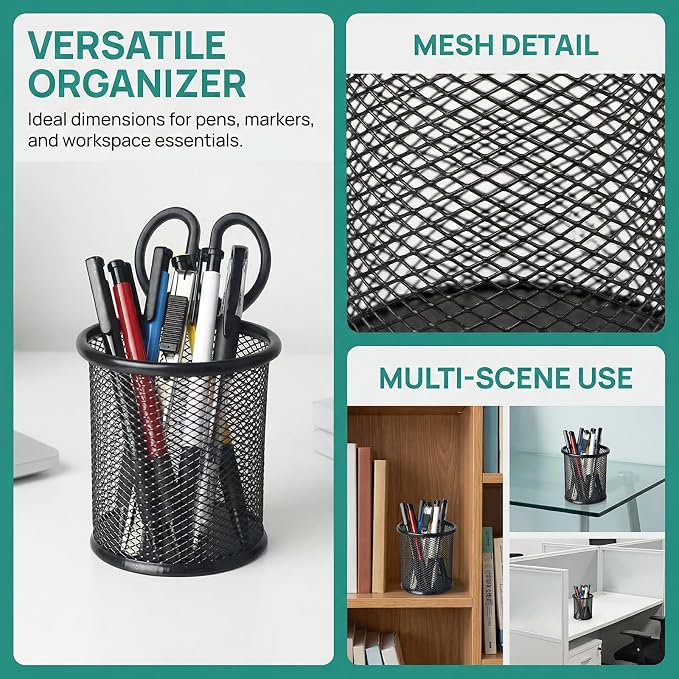Nicunom 12 Pack Metal Pen Holder Wire Mesh Pen Cup Pencil Holder Pencil Cup - Image 4