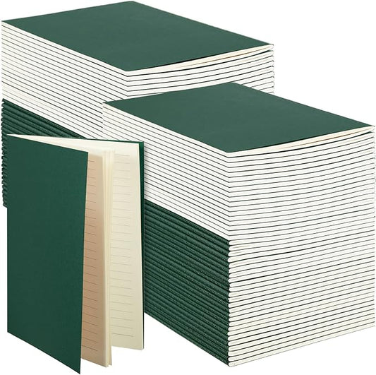 100 Pcs Kraft Notebook Journals 5.5 Inch x 8.3 Inch A5 Softcover Notebooks Bulk for Writing Sketch Office Notepad with 60 Pages 30 Sheets (Green,Lined)-DeskLoop Office