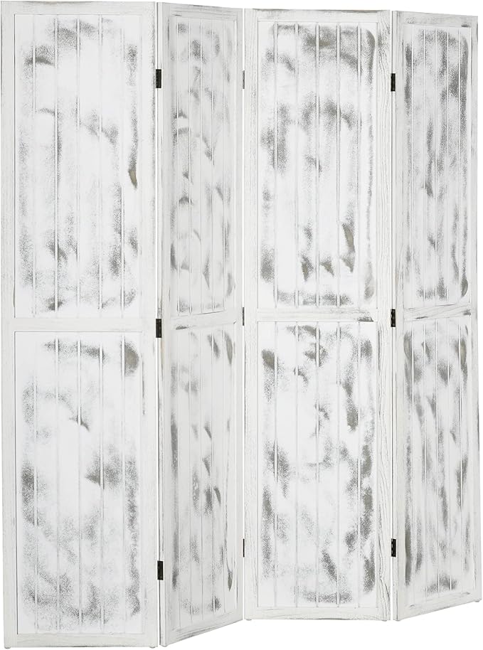 NicBex Room Divider 4 Panel Room Dividers with Whitewashed Surface Partition Room Dividers and Folding Privacy Screens 5.5 FT Wall Divider for Office, Room Separation,63.25"W x 0.75"D x 67"H, White-DeskLoop Office