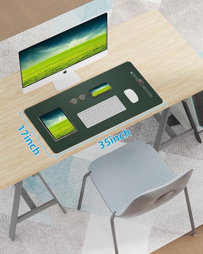 Leather Desk Pad Blotter, Mouse Pad, Office Desk Mat, Non-Slip PU Leather Desk - Image 7