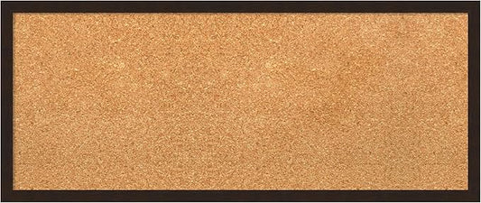 Amanti Art Natural Cork Board for Wall, 13x31 Vision Board with Brown Wood Frame, Medium Corkboard Office Decor for Home Organization, Rustic Farmhouse Corkboard Pinboard to display items for home-DeskLoop Office