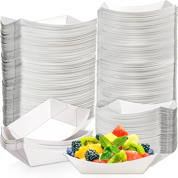 120 Pack 2Lb Paper Food Boat Trays Disposable Paper Boats Containers by MotBach