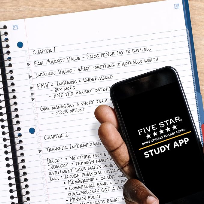 Five Star Advance Spiral Notebook + Study App, 3 Subject, College Ruled Paper - Image 3
