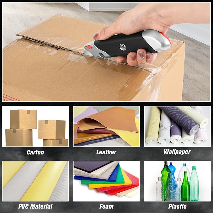 DIYSELF 10Pack Box Cutter, Rubber Handle Utility Knife, Box Cutter Retractable - Image 2