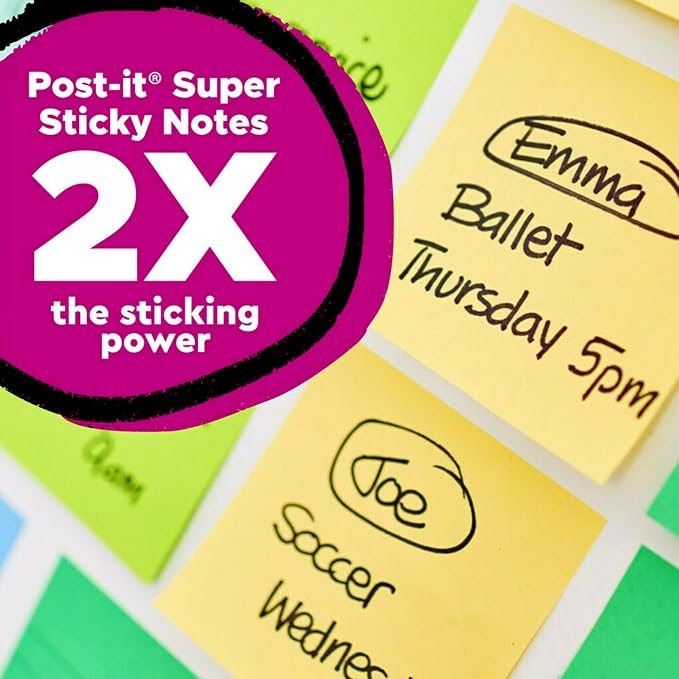 Post-it 100% Recycled Paper Super Sticky Notes, Canary Yellow, 3 in. x 3 in. - Image 3