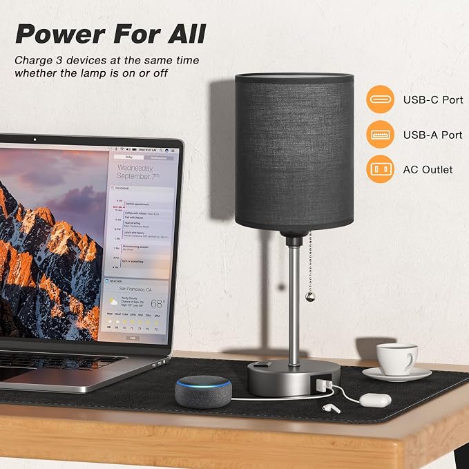 Black Table Lamp for Bedroom Nightstand - Image 3