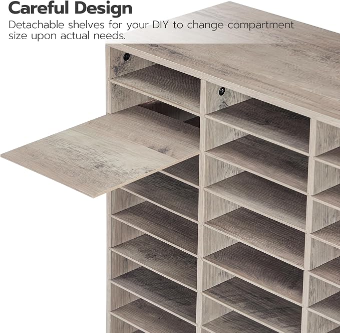 HOOBRO Literature Organizer, 27 Compartments Wooden Mail Organizer, Countertop - Image 5