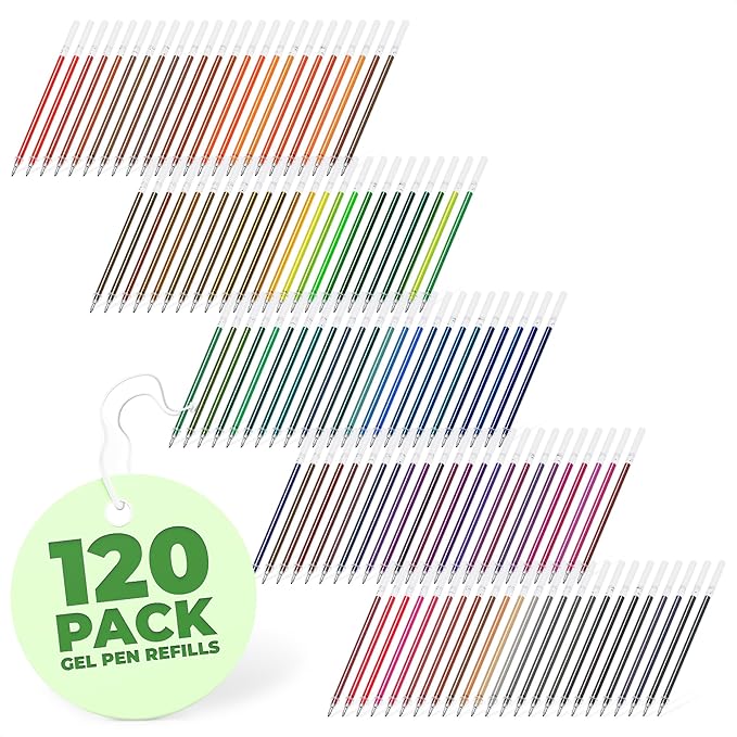 120 Pcs Assorted Glitter Gel Pen Refills by MYCRITEE