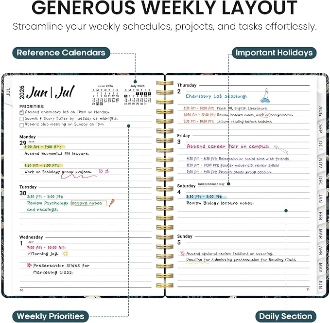 Planner 2026-2027, Academic Year Monthly and Weekly Calendar Planner, Jul 2026 - Image 3