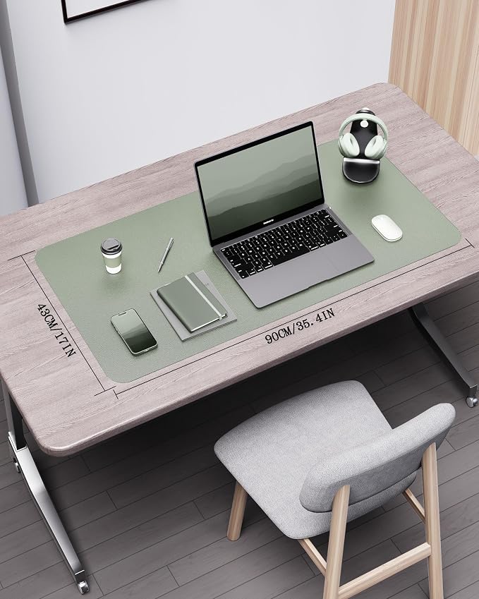 YSAGi Double-Sided Desk Pad, 35.4"x17"Leather Desk Mat, Eco Cork Desk Pad - Image 5