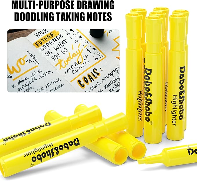 Dabo&Shobo Highlighters 108 Pack, Tank Style Yellow Highlighters, Chisel Tip Highlighter Markers for Coloring