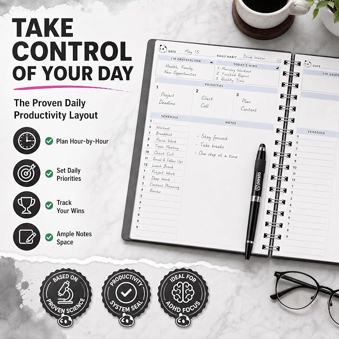 Panda Planner 2026 Undated Daily Planner 5.75" x 8.25", spiral binding - Image 3
