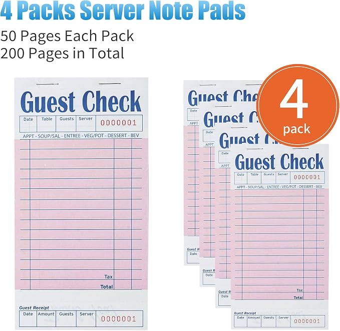 ZPARIK 4 Pack Pink Guest Checks Books - Image 2