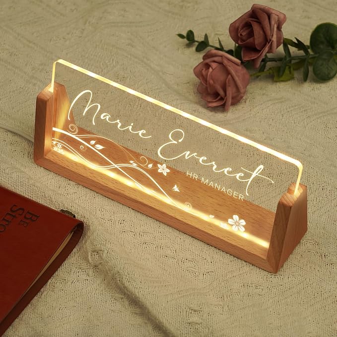 Custom Name Plate for Desk, Personalized Light Up Acrylic Desk Name Plate - Image 3