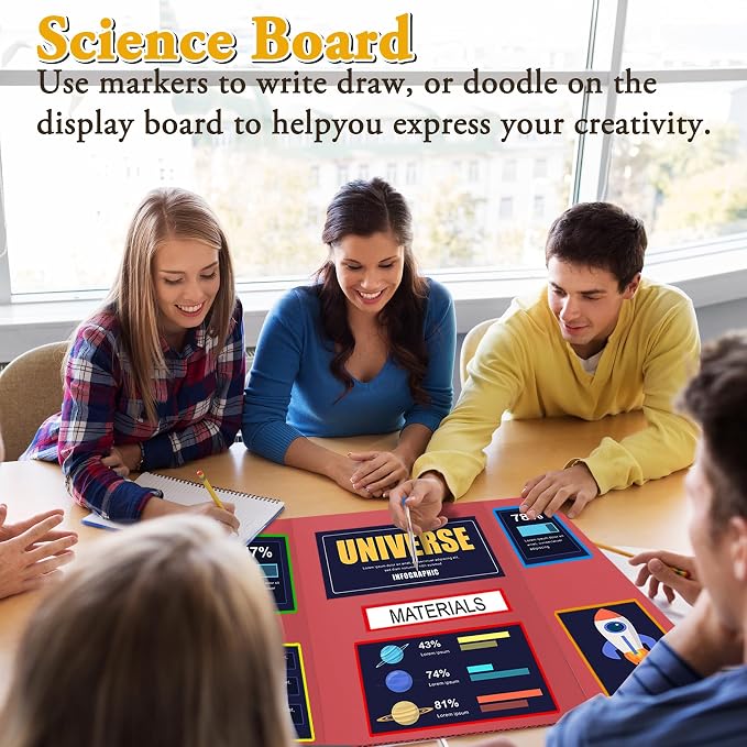 AKONEGE 4PCS Medium Trifold Poster Board 26" x 16" Red Tri Fold Presentation - Image 6