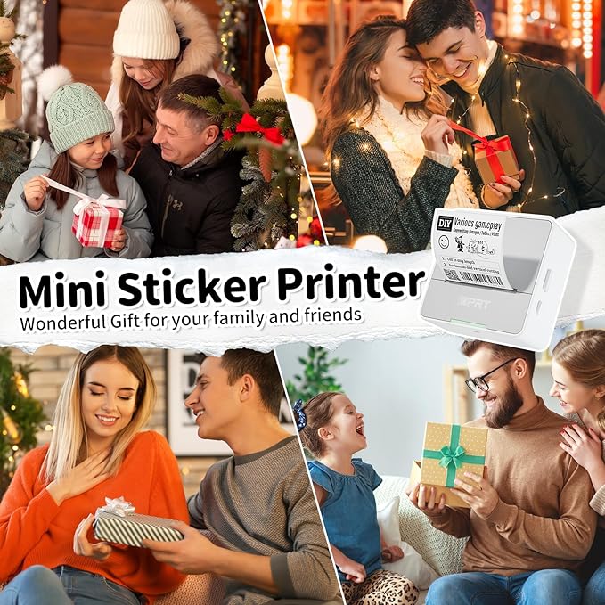 iDPRT Sticker Printer - Mini Portable Printer Bluetooth Thermal Label Printer with 1 Roll Sticker Paper, Inkless Sticker Maker Machine Pocket Instant Print for Study Notes, Pictures, DIY, Label-DeskLoop Office