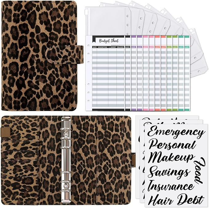 SKYDUE A6 Budget Binder with Zipper Envelopes, Money Organizer by SKYDUE