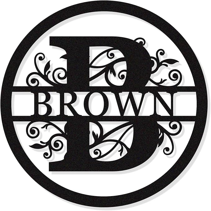 Personalized Round Metal Monogram Sign, Custom Family Last Name Decor, Initial by HYTSIGN