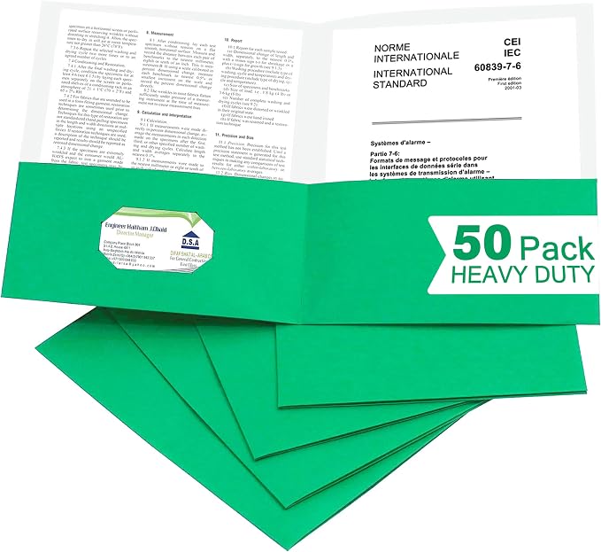 Zzrywuty 50 Packs Paper Green Folders by Zzrywuty