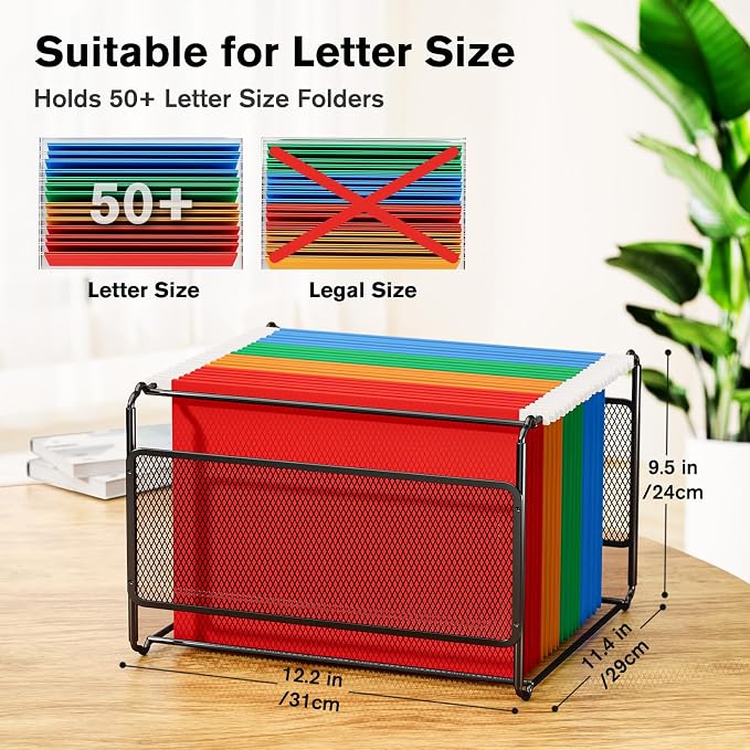 MaxGear Hanging File Organizer Box, Letter Size File Folder Organizer Desk | - Image 2