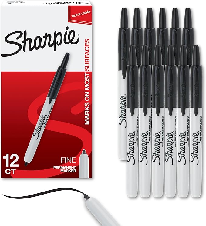 Sharpie Retractable Permanent Markers, Fine Tip, Office Supplies by Unknown