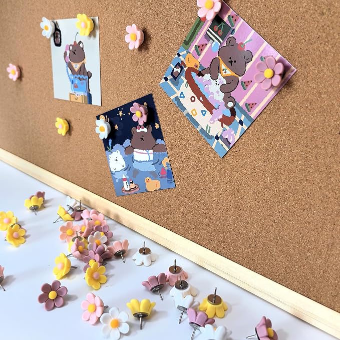 40PCS Flower Push Pins Cute Decorative Thumb Tacks - Image 7